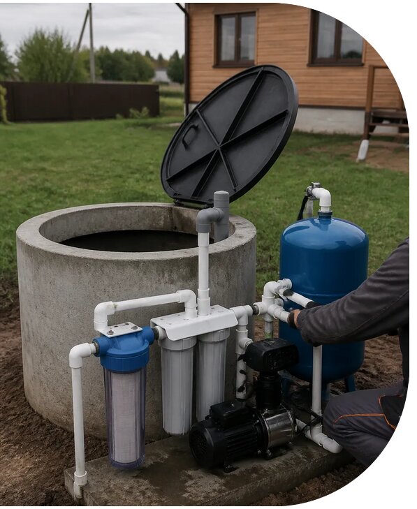 Профессиональная очистка воды из колодца под ключ в Калуге